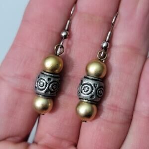 Vintage Dangle Ball Earrings Gold And Silver